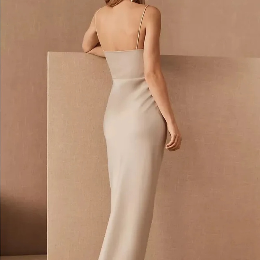 BHLDN Anthropologie Freya Satin Charmeuse Dress In Champagne - Picture 8 of 9